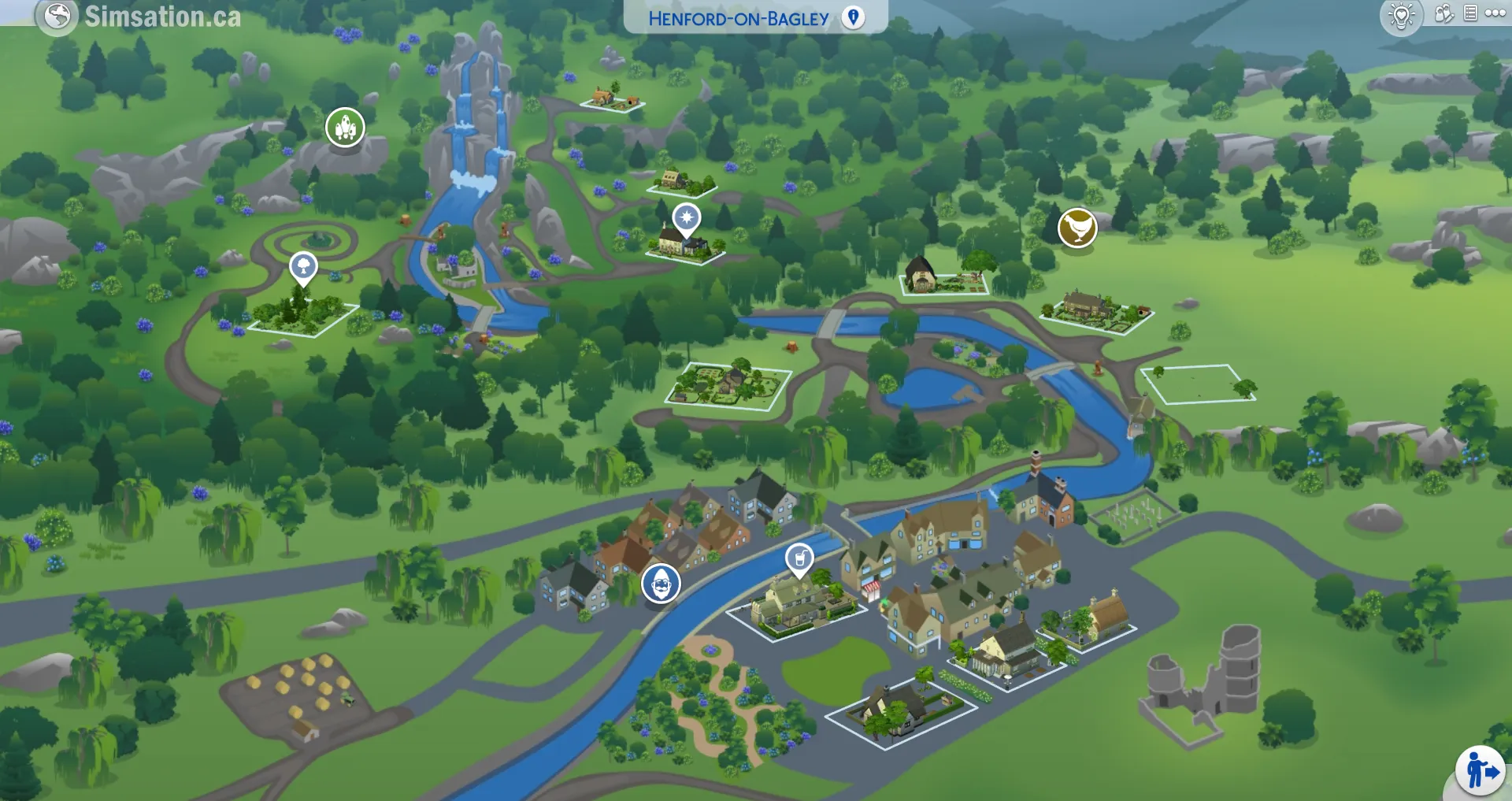 Unlabelled map of Henford-on-Bagley